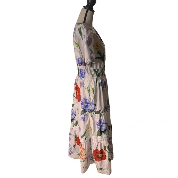 Maeve by Anthropologie Somerset Maxi Floral Dress White Cotton Lined Size M - Picture 8 of 16